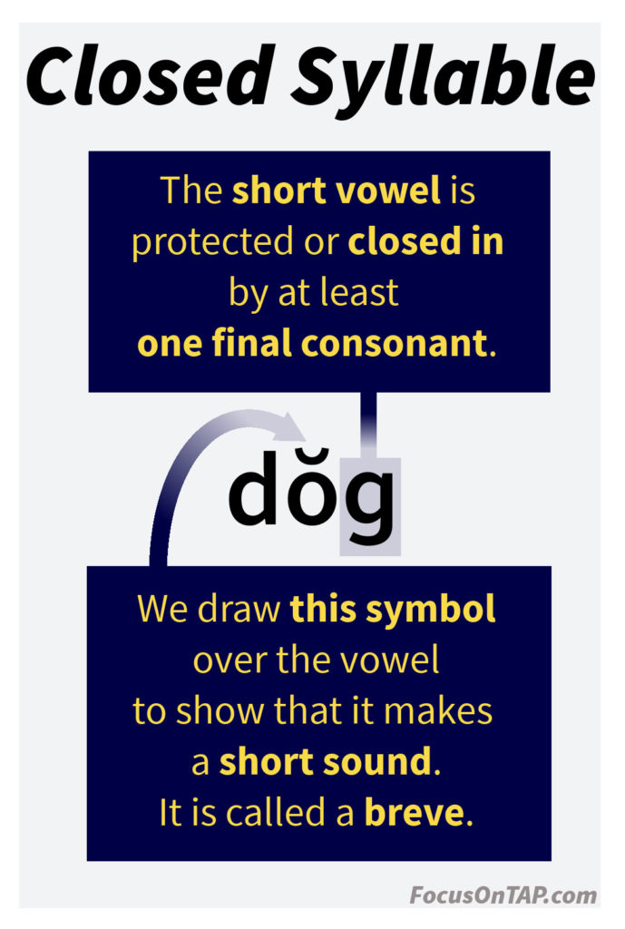 A fundamental concept in teaching reading to an emergent reader is the closed syllable