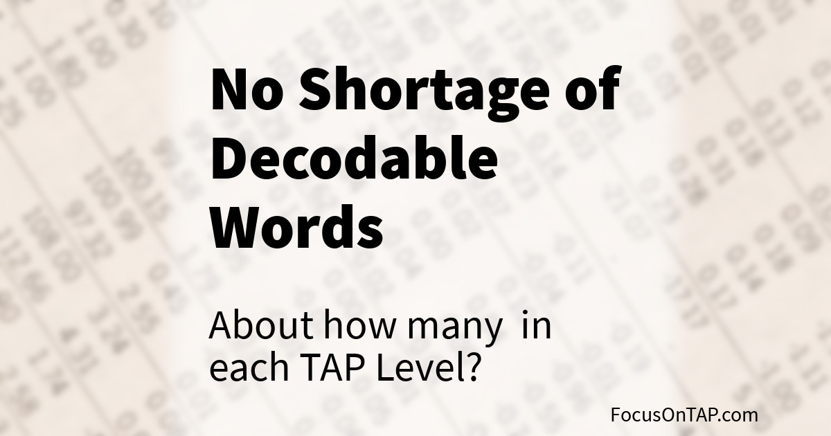 No Shortage of Decodable Words is a post about the number of words in each level of our phonics progression